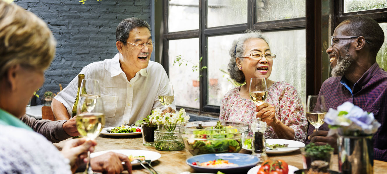 Friends having a dinner party